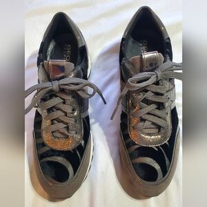Geox Women's Black and Silver Sneakers. Never Worn.